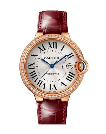 Cartier Ballon Bleu 40mm Diamond Bezel Silver Dial Rose Gold WJBB0056