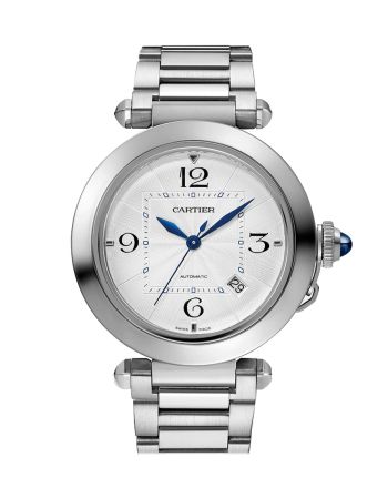 Cartier Steel Pasha Mens Silver Dial WSPA0009