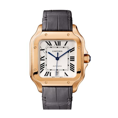 Cartier Rose Gold  Santos Silver Dial WGSA0019