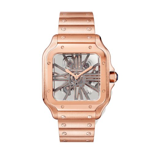 Cartier Santos Skeleton Dial Rose Gold WHSA0016